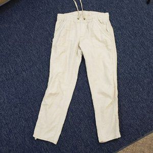 Hei Hei Anthropologie Womens Sightseer Linen Blend Roll Up Pants Size S Beige
